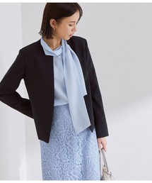 ROPE'（ロペ）の「【洗える】【オフィス/お仕事】【セットアップ対応】クルーネックジャケット（ノーカラージャケット・レディース）」