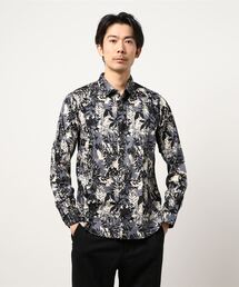 【CUSTOM CULTURE】 R/Cサテン ボタニカル柄シャツ
