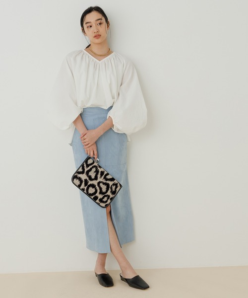 ADAM ET ROPE'（アダムエロペ）の「エコスエードスカート（スカート・レディース・サックスブルー/オレンジ・38/36）」の6枚目の写真