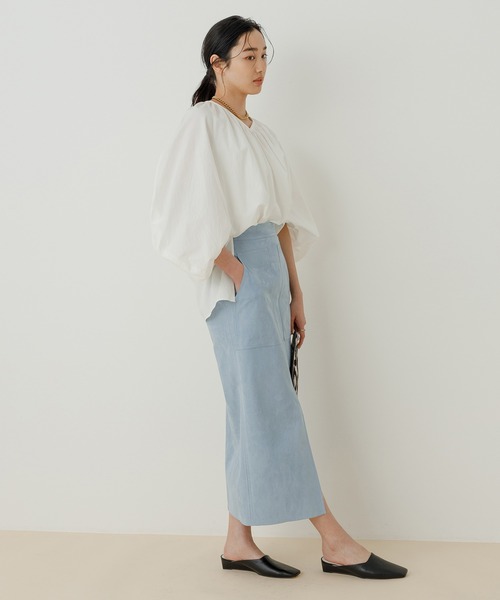 ADAM ET ROPE'（アダムエロペ）の「エコスエードスカート（スカート・レディース・サックスブルー/オレンジ・38/36）」の10枚目の写真