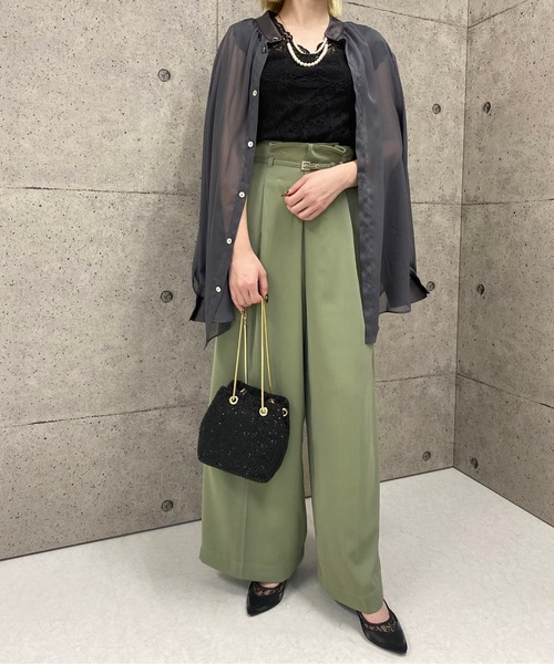 Luxe brille(リュクスブリエ)の「ハイウエスト美形シルエット両ポケット付ワイドパンツ(スラックス・レディース・ダークオレンジ/ライトカーキ/ブラック・38)」の1枚目の写真
