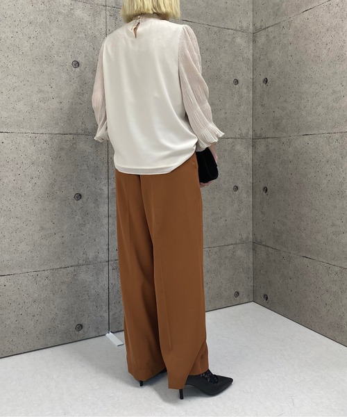 Luxe brille(リュクスブリエ)の「ハイウエスト美形シルエット両ポケット付ワイドパンツ(スラックス・レディース・ダークオレンジ/ライトカーキ/ブラック・38)」の5枚目の写真