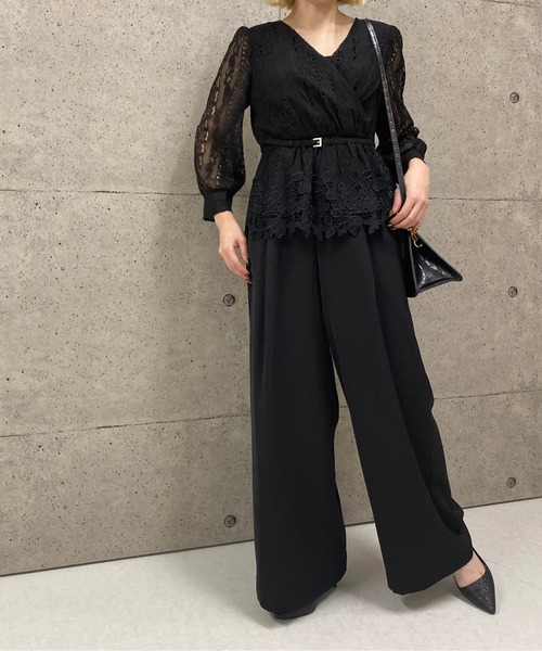 Luxe brille(リュクスブリエ)の「ハイウエスト美形シルエット両ポケット付ワイドパンツ(スラックス・レディース・ダークオレンジ/ライトカーキ/ブラック・38)」の22枚目の写真