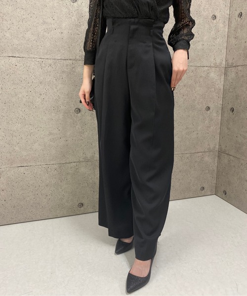 Luxe brille(リュクスブリエ)の「ハイウエスト美形シルエット両ポケット付ワイドパンツ(スラックス・レディース・ダークオレンジ/ライトカーキ/ブラック・38)」の14枚目の写真