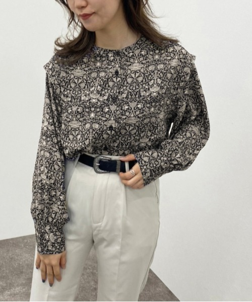 apres jour mignon(アプレジュールミニョン)の「柄バンドカラーシャツ【ZOZOTOWN限定アイテム】(シャツ/ブラウス・レディース・ベージュ/ブラック・フリー/X-LARGE)」の18枚目の写真