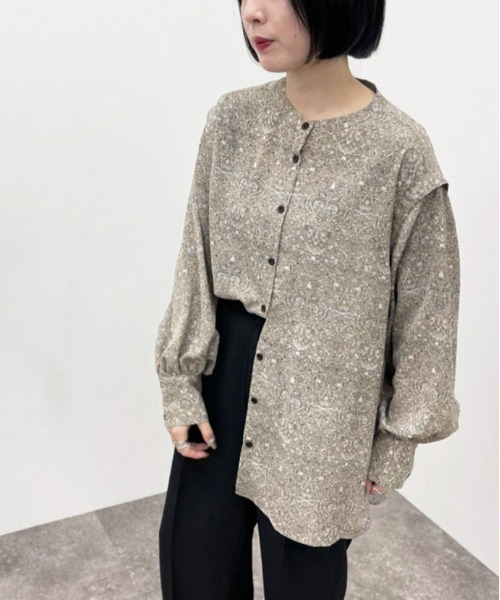 apres jour mignon(アプレジュールミニョン)の「柄バンドカラーシャツ【ZOZOTOWN限定アイテム】(シャツ/ブラウス・レディース・ベージュ/ブラック・フリー/X-LARGE)」の20枚目の写真
