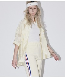 ワッシャーサテンオーバーサイズミリタリーシャツ