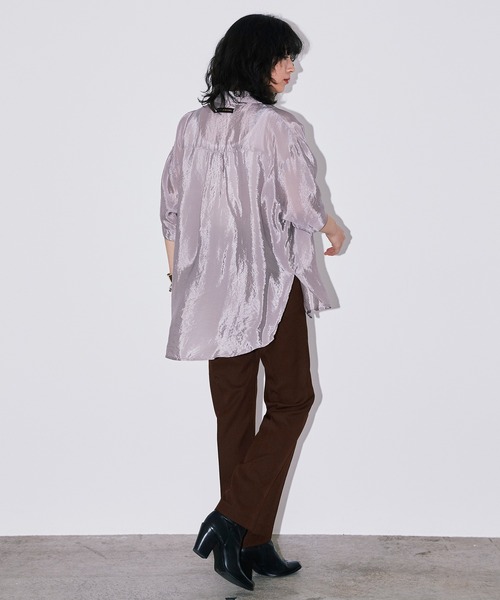 Bonjour Girl（ボンジュールガール）の「ワッシャーサテンオーバーサイズミリタリーシャツ（シャツ/ブラウス・レディース・グレー/イエロー/ブラック・FREE）」の15枚目の写真