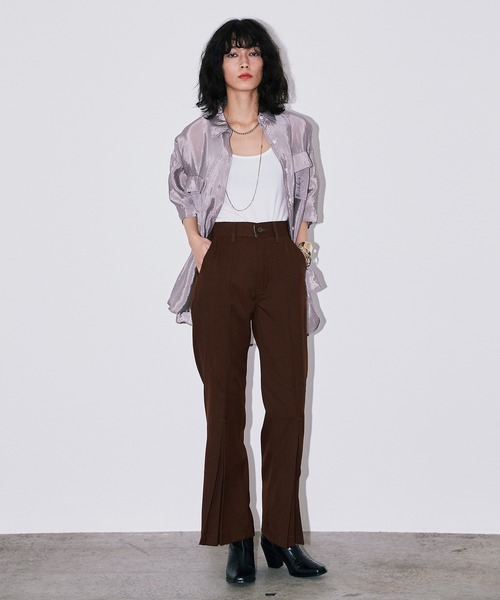 Bonjour Girl（ボンジュールガール）の「ワッシャーサテンオーバーサイズミリタリーシャツ（シャツ/ブラウス・レディース・グレー/イエロー/ブラック・FREE）」の16枚目の写真