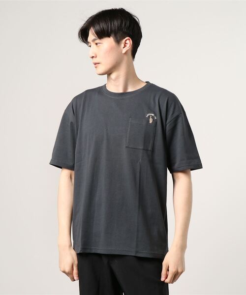 make a ray!（メイク ア レイ！）の「レトロイラスト バックプリント USAコットン ポケット半袖Tシャツ（Tシャツ/カットソー・メンズ・ブラック/ベージュ/オレンジ/ダークブルー・M/L）」の9枚目の写真