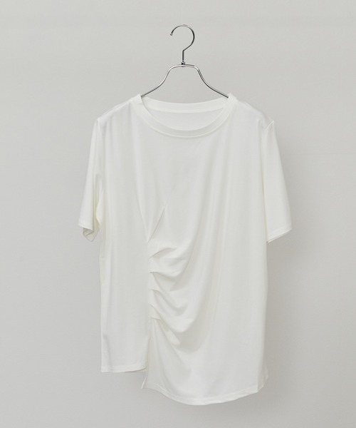 toucher du brise(トゥシェドブリーズ)の「タックデザインTシャツ(Tシャツ/カットソー・レディース・ホワイト/ブラック・M)」の10枚目の写真