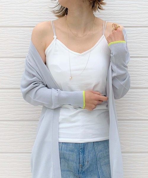 Q（キュー）の「カップ付きキャミ（キャミソール・レディース・ホワイト/ブラック・MEDIUM）」の2枚目の写真