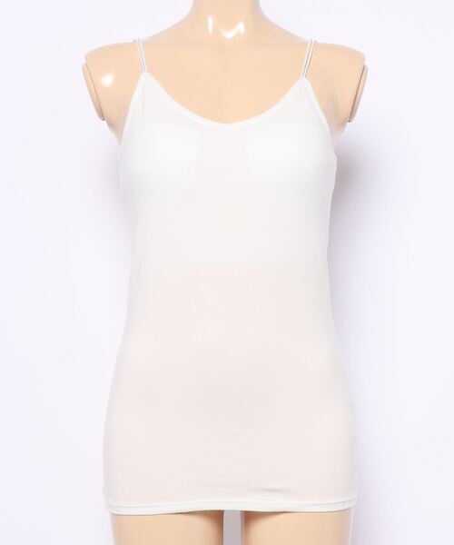 Q（キュー）の「カップ付きキャミ（キャミソール・レディース・ホワイト/ブラック・MEDIUM）」の5枚目の写真