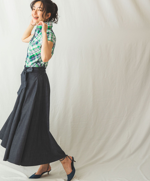 NARACAMICIE（ナラカミーチェ）の「サマーチェックチューリップスリーブ半袖シャツ（シャツ/ブラウス・レディース・グリーン/パープル・LARGE/MEDIUM/SMALL/XX-LARGE/X-LARGE）」の12枚目の写真