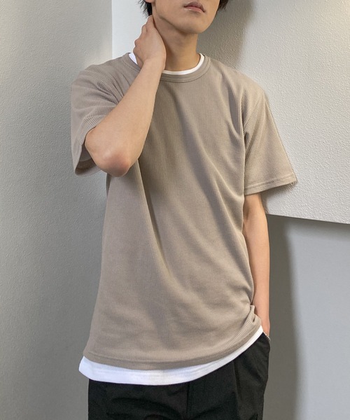 NAVY（ネイビー）の「半袖Tシャツ（Tシャツ/カットソー・メンズ・ホワイト/ブラック/オリーブ/カーキ/ネイビー/ベージュ・S/M/L/XL/XXL）」の3枚目の写真