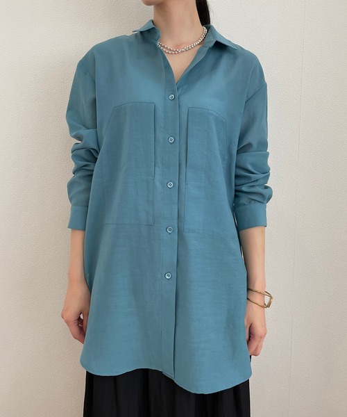 LOUNGEDRESS（ラウンジドレス）の「ポケットロングシャツ（シャツ/ブラウス・レディース・ピンク/ブラック/ブルー/ブラウン・FREE）」の17枚目の写真
