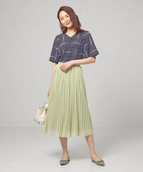 closet story(クローゼットストーリー)の「<closet story>ドット×チェック Vネックブラウス(シャツ/ブラウス・レディース・ホワイト/ライム/ネイビー・FREE)」の11枚目の写真