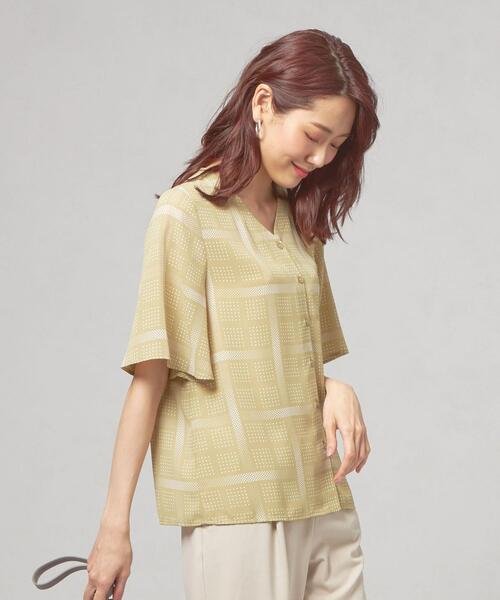 closet story(クローゼットストーリー)の「<closet story>ドット×チェック Vネックブラウス(シャツ/ブラウス・レディース・ホワイト/ライム/ネイビー・FREE)」の9枚目の写真