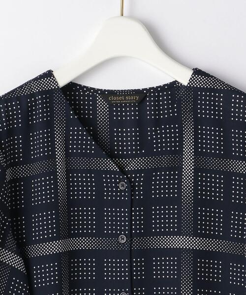 closet story(クローゼットストーリー)の「<closet story>ドット×チェック Vネックブラウス(シャツ/ブラウス・レディース・ホワイト/ライム/ネイビー・FREE)」の16枚目の写真
