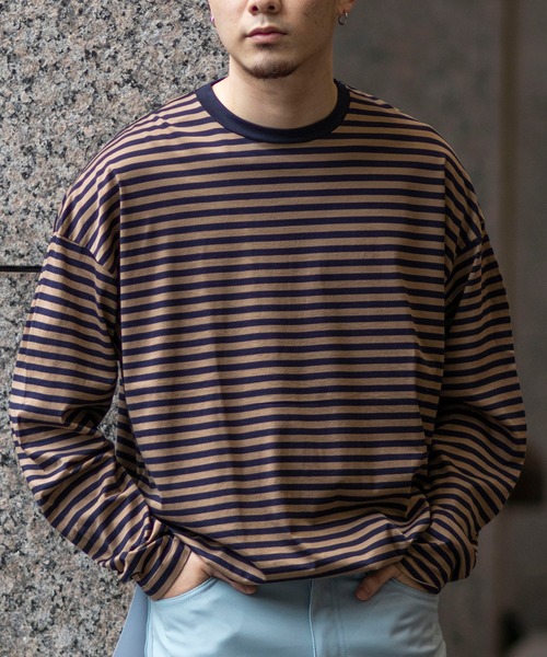 JOINT WORKS(ジョイントワークス)の「2ハイショクピッチロングスリーブTシャツ(Tシャツ/カットソー・メンズ・ホワイト/ブラウン/ブルー系その他・MEDIUM/LARGE)」の2枚目の写真