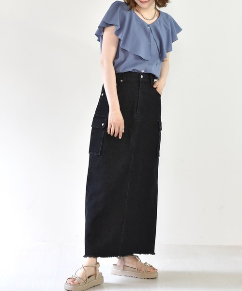 RETRO GIRL(レトロガール)の「フリル襟ノースリブラウス(シャツ/ブラウス・レディース・ブルー/オフホワイト/オレンジ/ブラック・FREE)」の15枚目の写真