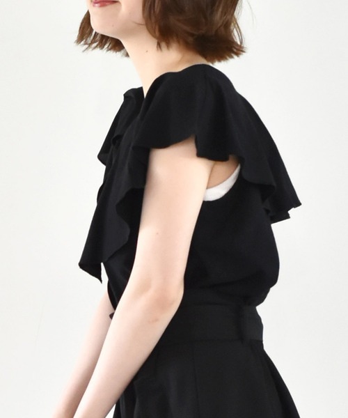 RETRO GIRL(レトロガール)の「フリル襟ノースリブラウス(シャツ/ブラウス・レディース・ブルー/オフホワイト/オレンジ/ブラック・FREE)」の9枚目の写真