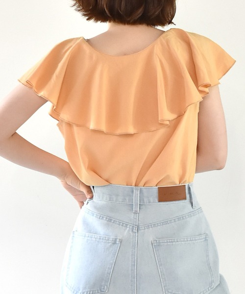 RETRO GIRL(レトロガール)の「フリル襟ノースリブラウス(シャツ/ブラウス・レディース・ブルー/オフホワイト/オレンジ/ブラック・FREE)」の18枚目の写真