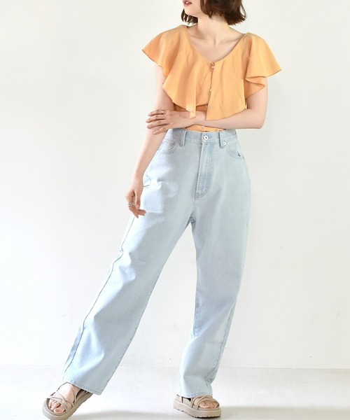 RETRO GIRL(レトロガール)の「フリル襟ノースリブラウス(シャツ/ブラウス・レディース・ブルー/オフホワイト/オレンジ/ブラック・FREE)」の20枚目の写真