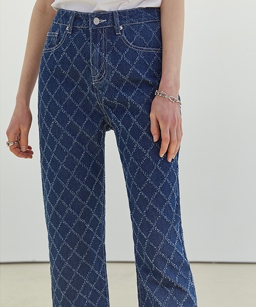 Fano Studios（ファノ ストゥディオズ）の「【Fano Studios】Diamond check straight denim FC21K057（デニムパンツ・レディース・ブルー・S/M/L）」の4枚目の写真