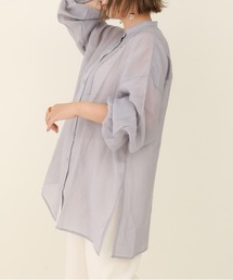 sakishimatokyo | 【ZOZO限定】サキシマamp「バンドカラーボリュームソデBIGシャツ／シアーブラウス」(Tシャツ/カットソー)