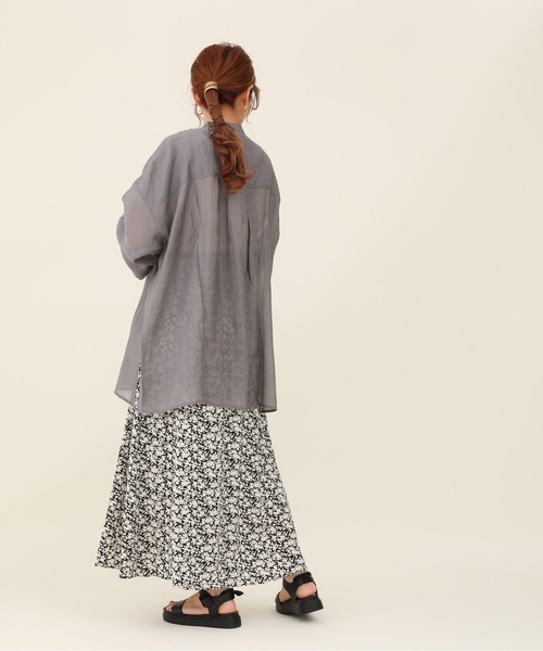 sakishimatokyo（サキシマトーキョー）の「バンドカラーボリュームソデBIGシャツ／シアーブラウス（Tシャツ/カットソー・レディース・ホワイト/ライトブルー/ブラック/グリーン/ラベンダー・FREE）」の14枚目の写真