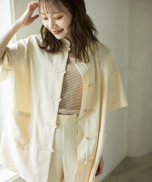 mikke（ミッケ）の「配色パイピングボーダーTリンガーシャツ（Tシャツ/カットソー・レディース・ベージュ/ピンク/ブルー・FREE）」の9枚目の写真