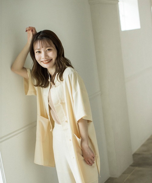 mikke（ミッケ）の「配色パイピングボーダーTリンガーシャツ（Tシャツ/カットソー・レディース・ベージュ/ピンク/ブルー・FREE）」の10枚目の写真