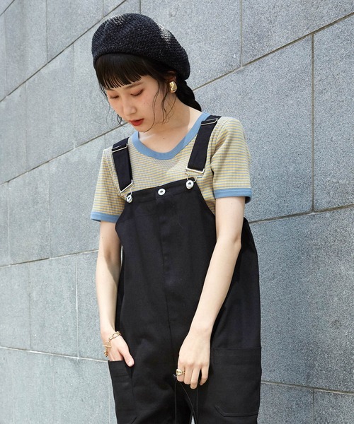 mikke（ミッケ）の「配色パイピングボーダーTリンガーシャツ（Tシャツ/カットソー・レディース・ベージュ/ピンク/ブルー・FREE）」の13枚目の写真