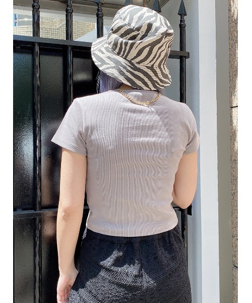 one way（ワンウェイ）の「【oneway Jeans】キーネックテレコトップス（Tシャツ/カットソー・レディース・ライトグレー/ホワイト/ライトブルー/ブラック/オレンジ・FREE）」の15枚目の写真