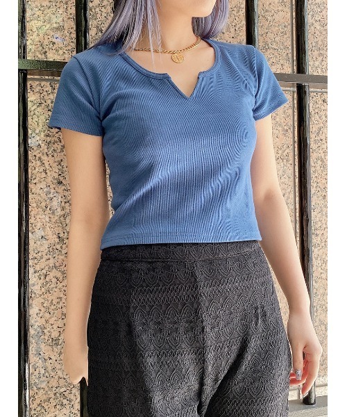 one way（ワンウェイ）の「【oneway Jeans】キーネックテレコトップス（Tシャツ/カットソー・レディース・ライトグレー/ホワイト/ライトブルー/ブラック/オレンジ・FREE）」の17枚目の写真