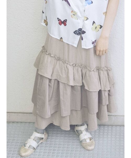 merry jenny（メリージェニー）の「ランダムティアードフレアスカート（スカート・レディース・ブラウン/オフホワイト/ブラック・FREE）」の21枚目の写真