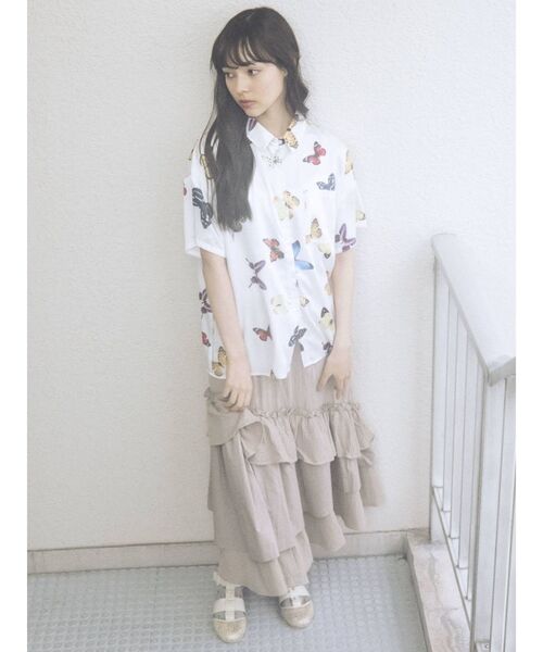 merry jenny（メリージェニー）の「ランダムティアードフレアスカート（スカート・レディース・ブラウン/オフホワイト/ブラック・FREE）」の12枚目の写真