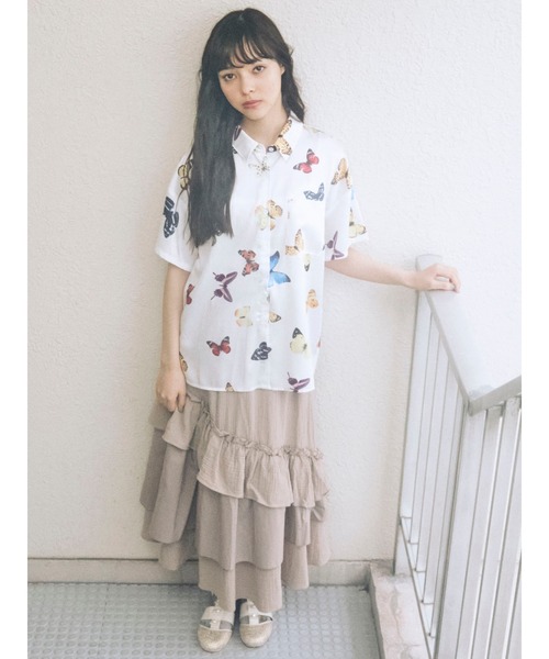 merry jenny（メリージェニー）の「ランダムティアードフレアスカート（スカート・レディース・ブラウン/オフホワイト/ブラック・FREE）」の13枚目の写真