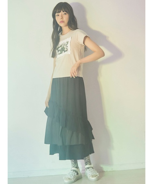 merry jenny（メリージェニー）の「ランダムティアードフレアスカート（スカート・レディース・ブラウン/オフホワイト/ブラック・FREE）」の14枚目の写真