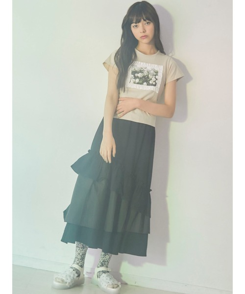 merry jenny（メリージェニー）の「ランダムティアードフレアスカート（スカート・レディース・ブラウン/オフホワイト/ブラック・FREE）」の17枚目の写真