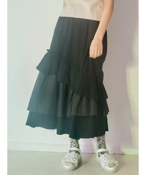 merry jenny（メリージェニー）の「ランダムティアードフレアスカート（スカート・レディース・ブラウン/オフホワイト/ブラック・FREE）」の20枚目の写真