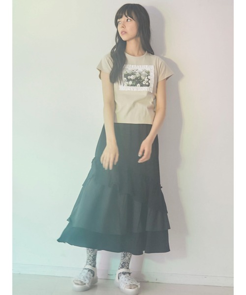 merry jenny（メリージェニー）の「ランダムティアードフレアスカート（スカート・レディース・ブラウン/オフホワイト/ブラック・FREE）」の11枚目の写真