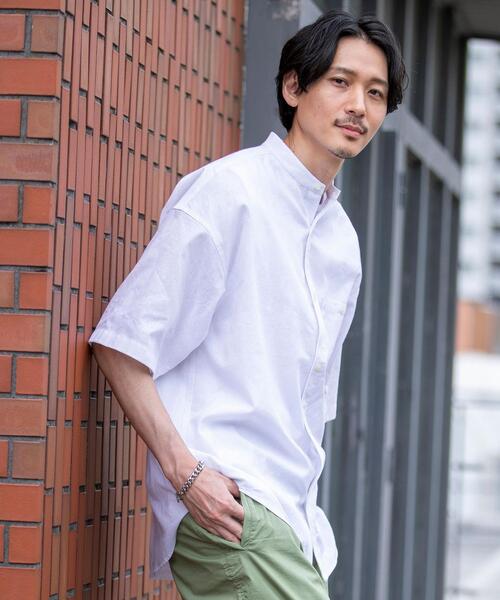 coen(コーエン)の「ヨクバリネン・バンドカラーショートスリーブシャツ(シャツ/ブラウス・メンズ・ホワイト/ピンク/ベージュ/コバルトブルー・MEDIUM/X-LARGE/LARGE/SMALL)」の5枚目の写真