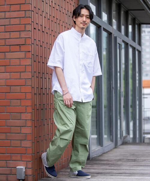 coen(コーエン)の「ヨクバリネン・バンドカラーショートスリーブシャツ(シャツ/ブラウス・メンズ・ホワイト/ピンク/ベージュ/コバルトブルー・MEDIUM/X-LARGE/LARGE/SMALL)」の7枚目の写真