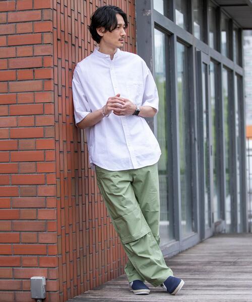 coen(コーエン)の「ヨクバリネン・バンドカラーショートスリーブシャツ(シャツ/ブラウス・メンズ・ホワイト/ピンク/ベージュ/コバルトブルー・MEDIUM/X-LARGE/LARGE/SMALL)」の8枚目の写真