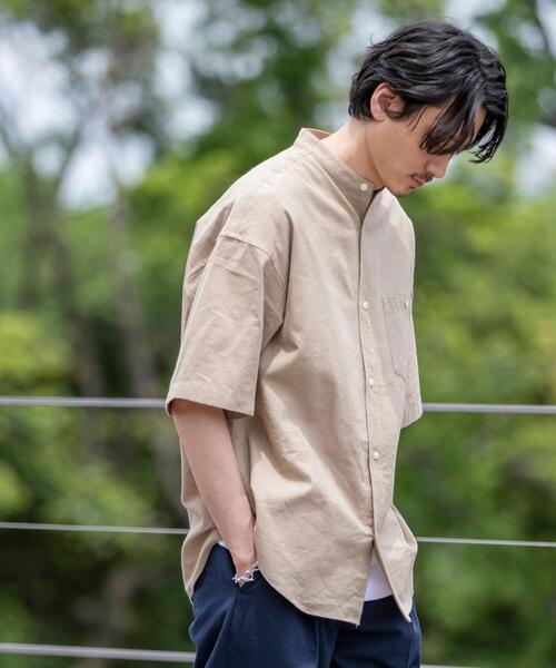 coen(コーエン)の「ヨクバリネン・バンドカラーショートスリーブシャツ(シャツ/ブラウス・メンズ・ホワイト/ピンク/ベージュ/コバルトブルー・MEDIUM/X-LARGE/LARGE/SMALL)」の12枚目の写真