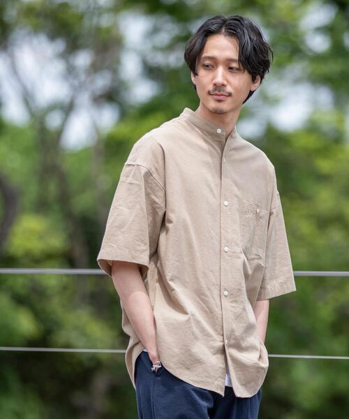 coen(コーエン)の「ヨクバリネン・バンドカラーショートスリーブシャツ(シャツ/ブラウス・メンズ・ホワイト/ピンク/ベージュ/コバルトブルー・MEDIUM/X-LARGE/LARGE/SMALL)」の14枚目の写真