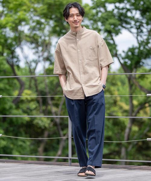 coen(コーエン)の「ヨクバリネン・バンドカラーショートスリーブシャツ(シャツ/ブラウス・メンズ・ホワイト/ピンク/ベージュ/コバルトブルー・MEDIUM/X-LARGE/LARGE/SMALL)」の15枚目の写真