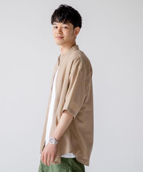 coen(コーエン)の「ヨクバリネン・バンドカラーショートスリーブシャツ(シャツ/ブラウス・メンズ・ホワイト/ピンク/ベージュ/コバルトブルー・MEDIUM/X-LARGE/LARGE/SMALL)」の17枚目の写真